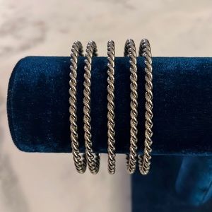 Silver rope style bangle bracelet